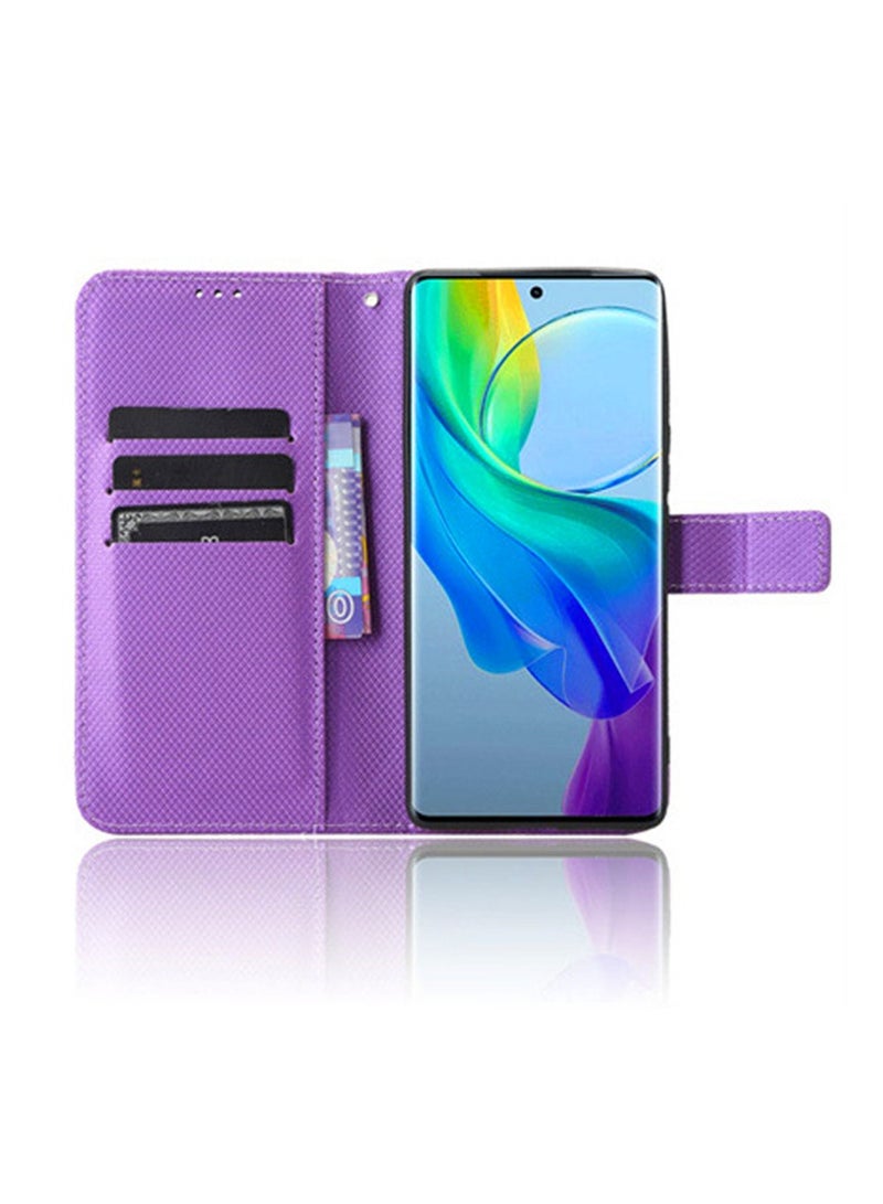 Vivo Y78 Plus 5G/Y78 /V29 Lite 5G Wallet Case Stand PU Leather Magnetic Closure Ultra Slim Flip Shockproof Anti-Fingerprint Anti-Scratch and Anti-Drop Protection Back Cover Card Slots  - Image 4