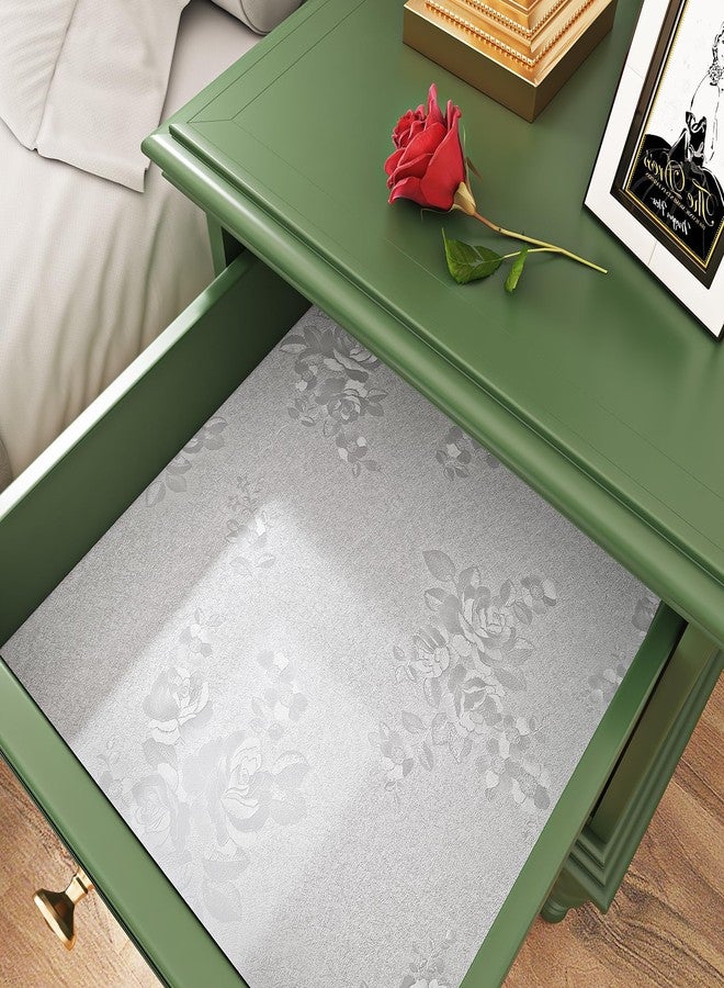 ReWallpaper Silver Grey Wallpaper Peel and Stick Silk Floral Wallpaper for Bedroom Removable Grey Contact Paper Self Adhesive Textured Embossed Flower Wall Paper for Bathroom Living Room 17.5inX10ft - Image 2