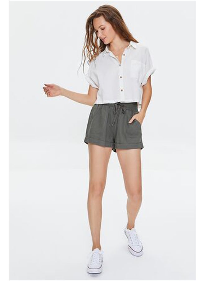 FOREVER 21 Cuffed Drawstring Pull-On Shorts  - Image 5