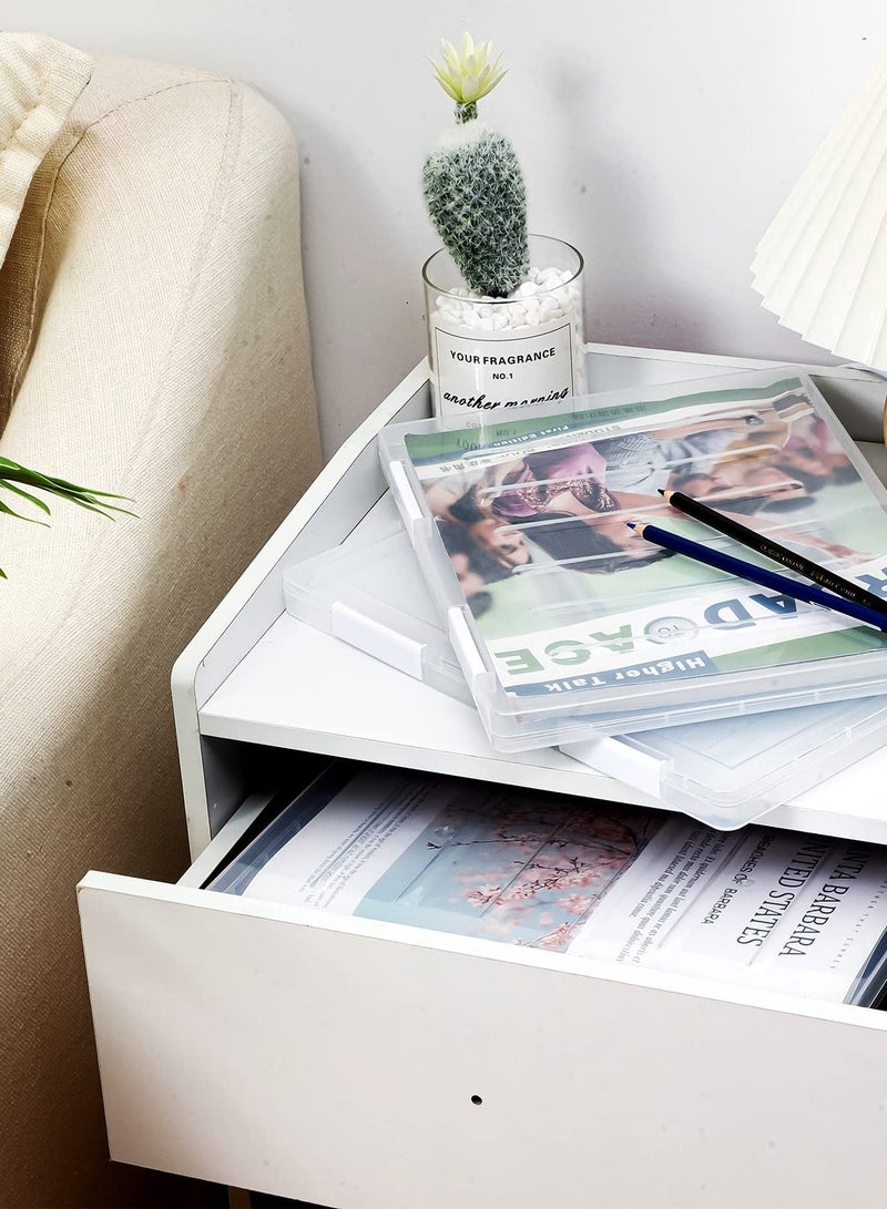 KASTWAVE 4 قطع حقيبة مشروع محمولة صندوق ملف شفاف A4 صناديق ملفات رفيعة تخزين بلاستيكية منظم تخزين ألعاب الطاولة ، 12.1 × 9.1 بوصة - Image 4