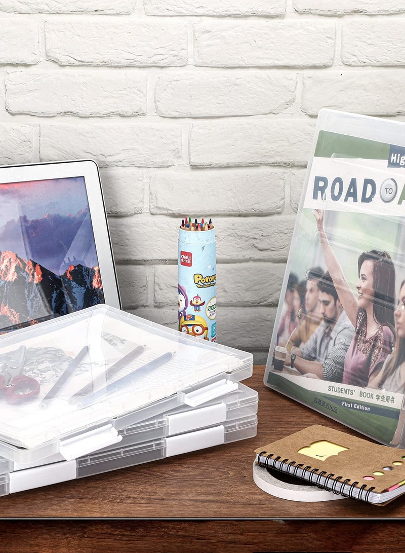 KASTWAVE 4 قطع حقيبة مشروع محمولة صندوق ملف شفاف A4 صناديق ملفات رفيعة تخزين بلاستيكية منظم تخزين ألعاب الطاولة ، 12.1 × 9.1 بوصة - Image 5