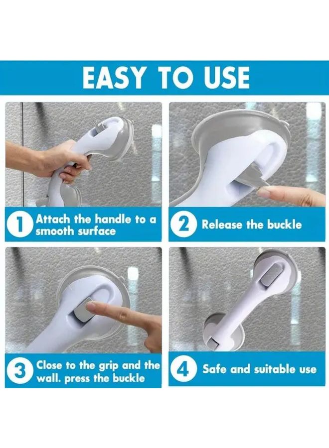 No Drill Bathroom Safety Grab Bars Grey With Strong Adhesive Cups - Image 4