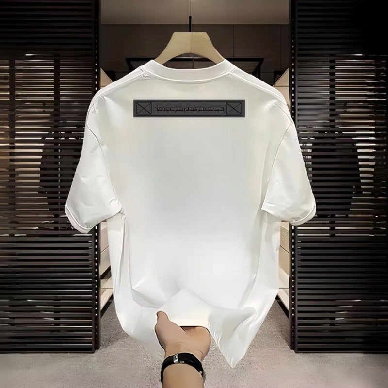New Short-Sleeved T-Shirt Men'S Summer Korean-Style Trendy Simple Half-Sleeved Top Hong Kong-Style Loose Casual Trendy Brand T-Shirt - Image 4