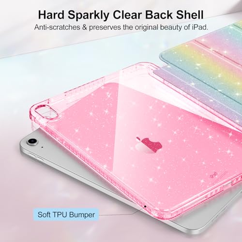 Fintie Slim Case for iPad (A16) 11th Generation 11 Inch (2025), iPad 10th Generation 10.9 Inch (2022) - Glittering Sparkly Shockproof Cover with Shiny Clear Back Shell & Pencil Holder, Rainbow Ombre - Image 5