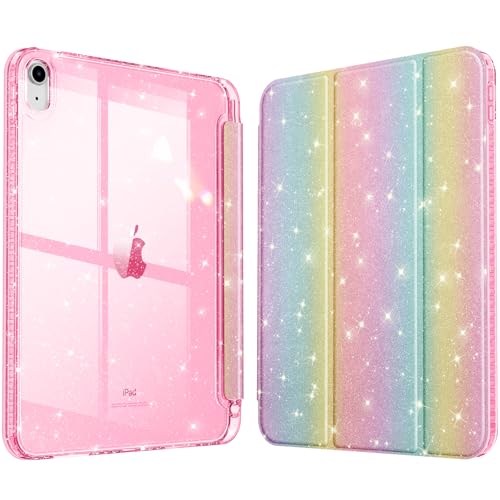 Fintie Slim Case for iPad (A16) 11th Generation 11 Inch (2025), iPad 10th Generation 10.9 Inch (2022) - Glittering Sparkly Shockproof Cover with Shiny Clear Back Shell & Pencil Holder, Rainbow Ombre - Image 1