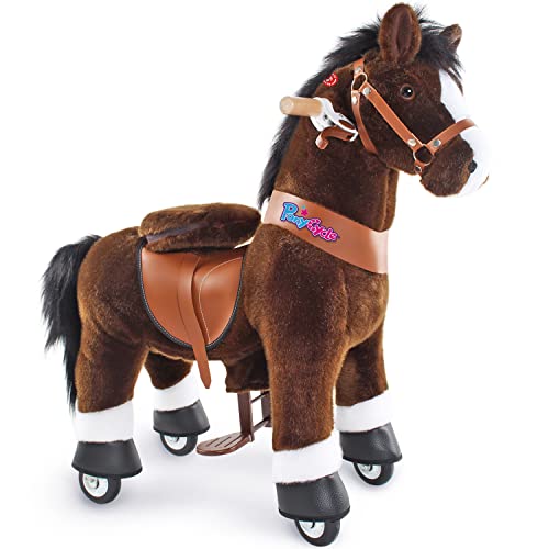 PonyCycle Horse Ride on Toy for Toddlers Boy Toys Classic Model U with Brake 30 HeightSize 3 for Age 34 Giddy up Riding Horse Rocking Horse Rides Chocolate Brown Ux321 - Image 1