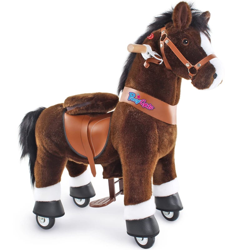 PonyCycle Horse Ride on Toy for Toddlers Boy Toys Classic Model U with Brake 30 HeightSize 3 for Age 34 Giddy up Riding Horse Rocking Horse Rides Chocolate Brown Ux321 - Image 3