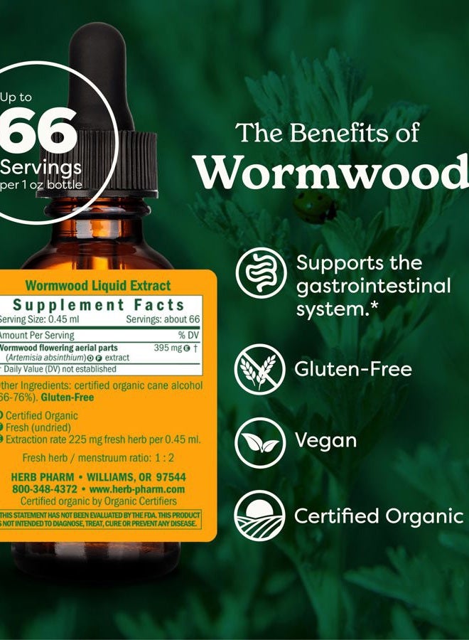 HERB PHARM مستخلص سائل من الشيح العضوي المعتمد لدعم الجهاز الهضمي - 1 أونصة - Image 2