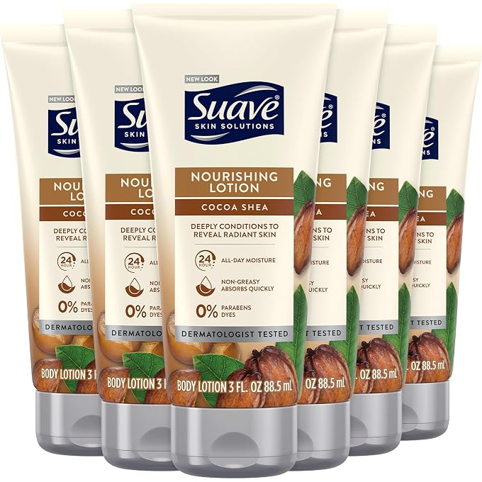 Suave Skin Solutions Body Lotion, Cocoa Butter & Shea, 18 oz (Pack of 6) - Image 1