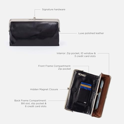 HOBO Lauren Leather Clutch Wallet with Credit Card Organizer, Zip Pocket, Extra Pouches, and Fashionable Vintage Aesthetic, Silver - Image 4