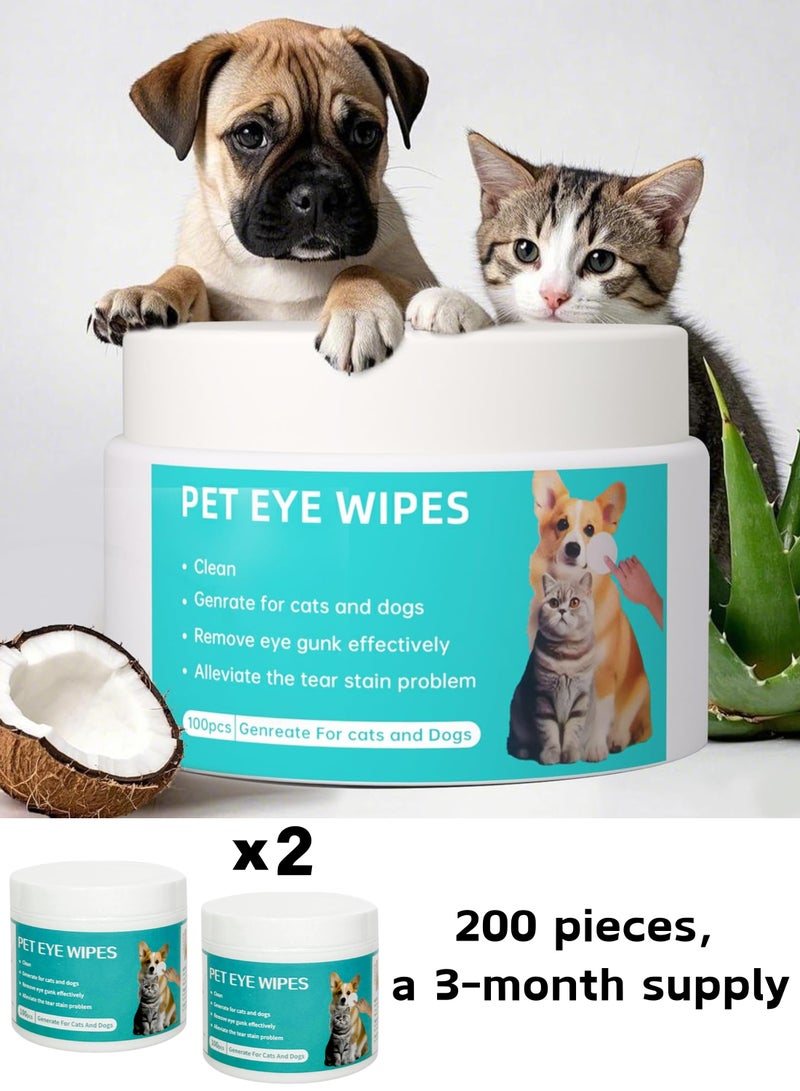 100 قطعة من مناديل تنظيف عيون الحيوانات الأليفة للقطط والكلاب، مناديل العناية بالعيون، مناديل ناعمة عديمة الرائحة لإزالة بقع الدموع - Image 1