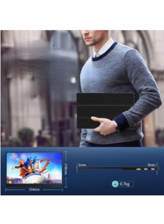 Portable Monitor 15.6 Inch – Full HD 1080P IPS Screen – USB-C/HDMI Display for Laptop & Gaming – Lightweight & Easy to Use - Image 1