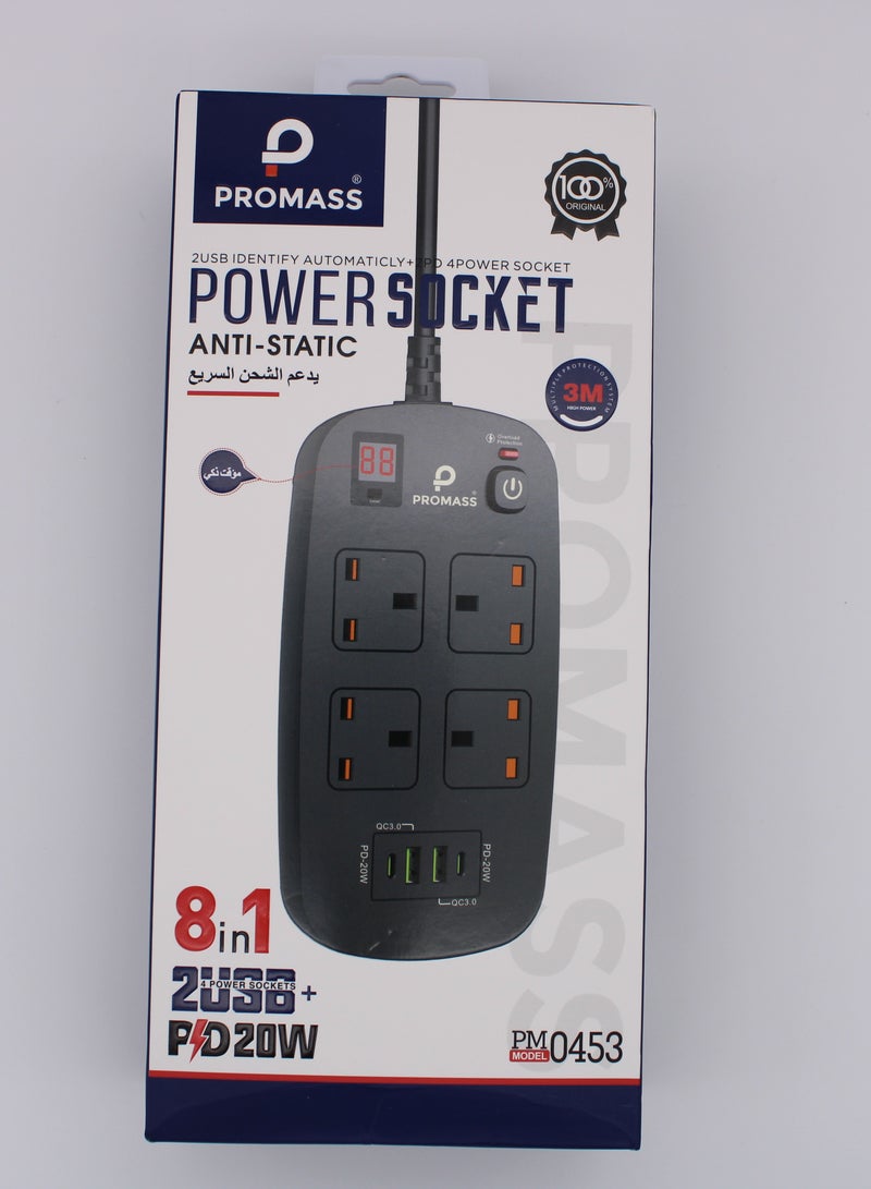 PROMASS 8 in 1 Power Socket Anti Static USB Identify - Image 2