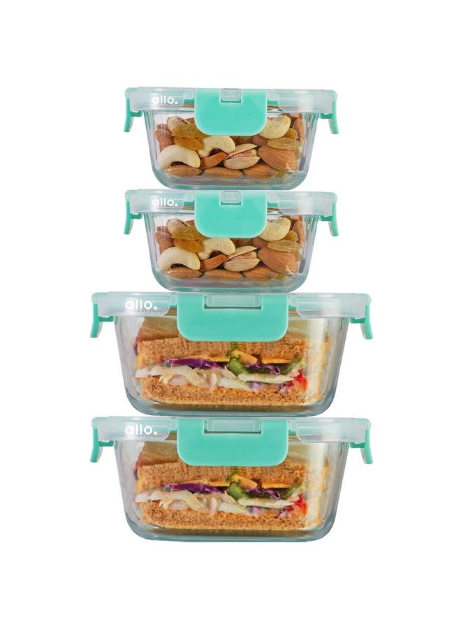 Allo Food Safe Glass Containers with Lids with Break Free Lock, Oven & Microwave Safe Containers,Borosilicate Meal Prep Glass Food Storage Containers for Kitchen,Set of 4 310ml x 2,800ml x 2 - Image 1