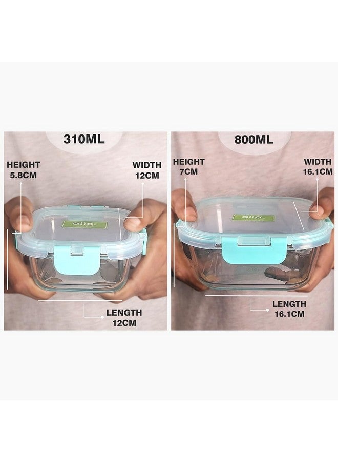 Allo Food Safe Glass Containers with Lids with Break Free Lock, Oven & Microwave Safe Containers,Borosilicate Meal Prep Glass Food Storage Containers for Kitchen,Set of 4 310ml x 2,800ml x 2 - Image 5