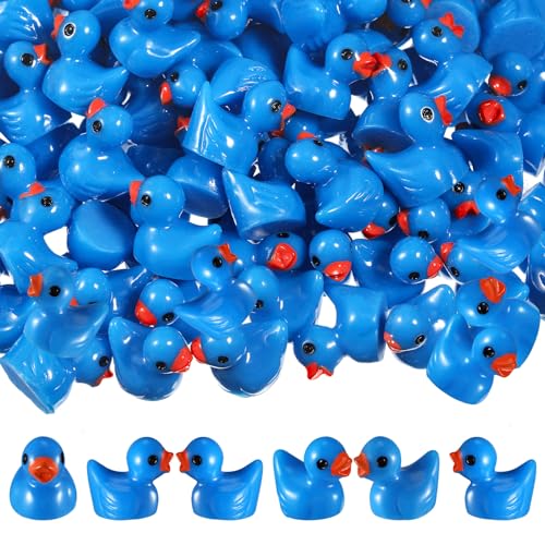 MiniInflat 150 Pcs Mini Resin Ducks Miniature Ducks Tiny Duckies Figures for Home Prank Game Micro Landscape Aquarium Dollhouse Ornament Mini Duckies DIY Terrarium and Handmade SchoolDark Blue - Image 1