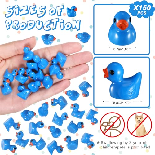 MiniInflat 150 Pcs Mini Resin Ducks Miniature Ducks Tiny Duckies Figures for Home Prank Game Micro Landscape Aquarium Dollhouse Ornament Mini Duckies DIY Terrarium and Handmade SchoolDark Blue - Image 5