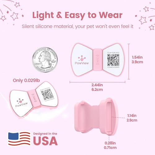 PawView Smart Pet ID Tag, QR Code Dog Tag, No Subscription Fee, Waterproof Silent Silicone Pet Name Tag with Instant Scan Location Alert, Stylish Bowtie Great Easter & Spring Accessory for Dog (Pink) - Image 5
