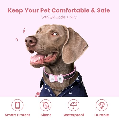 PawView Smart Pet ID Tag, QR Code Dog Tag, No Subscription Fee, Waterproof Silent Silicone Pet Name Tag with Instant Scan Location Alert, Stylish Bowtie Great Easter & Spring Accessory for Dog (Pink) - Image 4