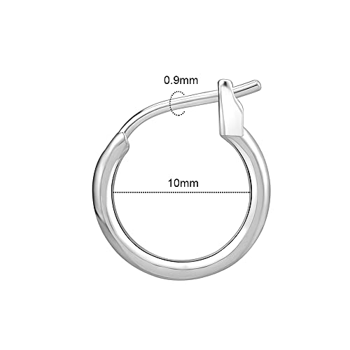 AoedeJ 925 Sterling Silver Hoop Earrings, High Polished Round Tiny Click-Top Hoop Earrings, Small Clasp Hoop Piercing Earrings (Inner Diameter-10mm 3/8'') - Image 2