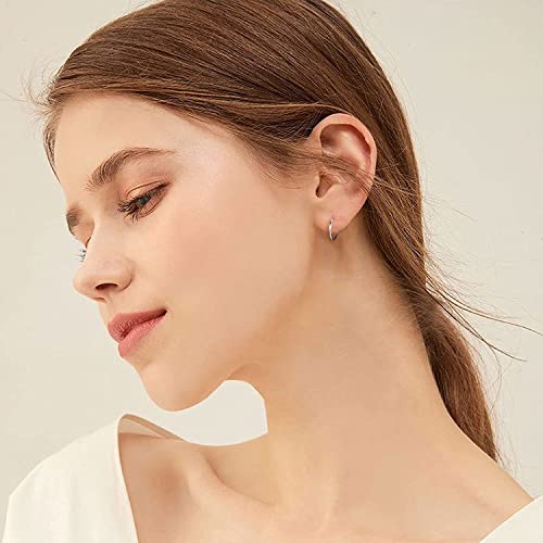 AoedeJ 925 Sterling Silver Hoop Earrings, High Polished Round Tiny Click-Top Hoop Earrings, Small Clasp Hoop Piercing Earrings (Inner Diameter-10mm 3/8'') - Image 4