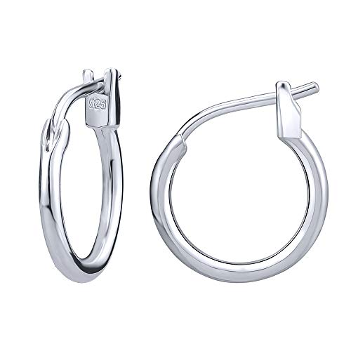 AoedeJ 925 Sterling Silver Hoop Earrings, High Polished Round Tiny Click-Top Hoop Earrings, Small Clasp Hoop Piercing Earrings (Inner Diameter-10mm 3/8'') - Image 1