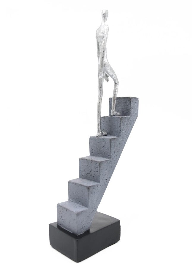 Lukitas Ladder Statue and Sculpture, Modern Art Decor, Minimalist Stairs Figurines for Living Room Home Decor, Resin, Silver 11.5'' - Image 5