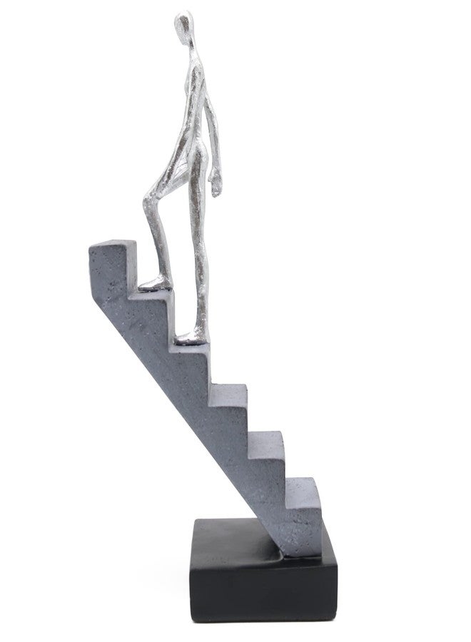 Lukitas Ladder Statue and Sculpture, Modern Art Decor, Minimalist Stairs Figurines for Living Room Home Decor, Resin, Silver 11.5'' - Image 1