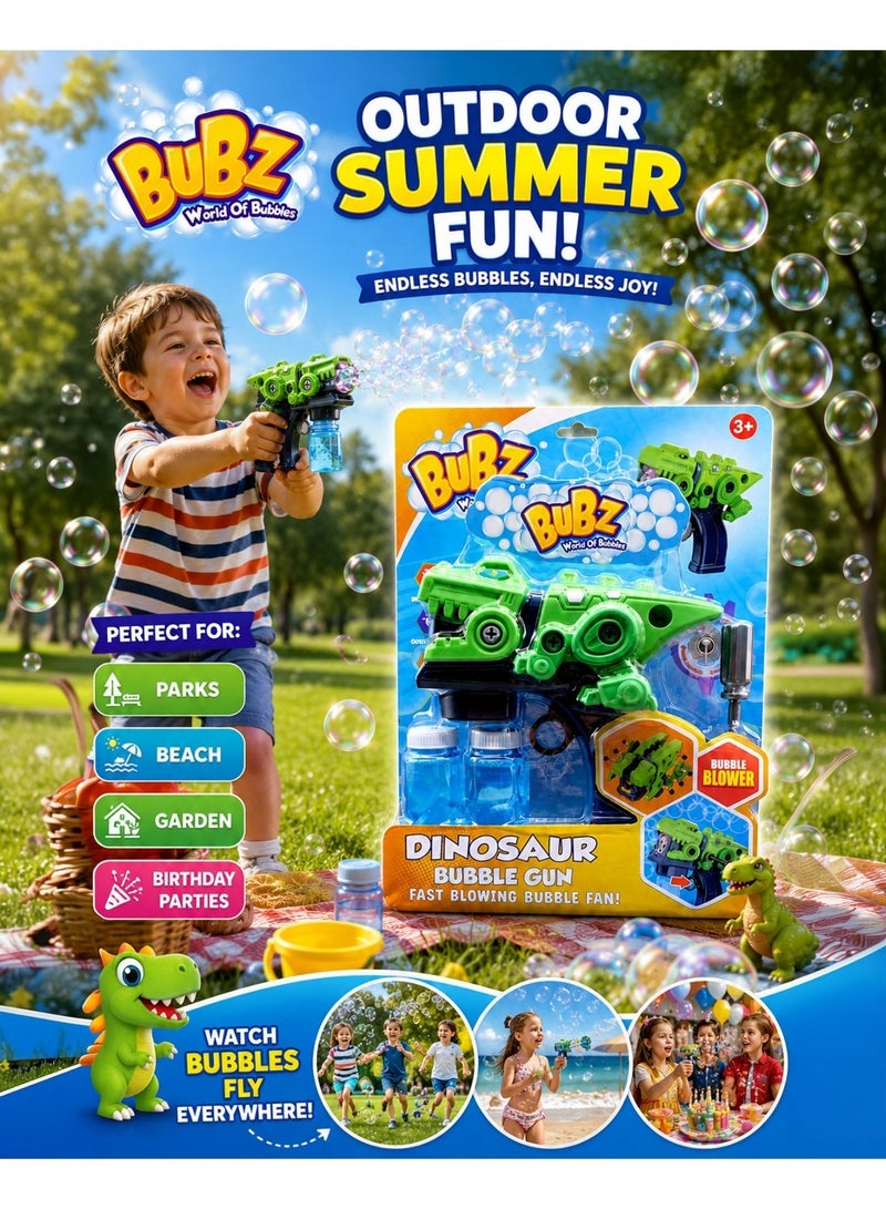 BUBZ Electric DIY Disassembling Dinosaur Bubble Gun for Kids with Automatic Bubble Blower Fan, Bubble Machine Toy with Screwdriver & Bubble Solution Bottles, Educational STEM Assembly Toy, Outdoor Summer Bubble Maker for Boys & Girls Age 3+, Fast Blowing Bubble Gun for Park Beach Garden Birthday Party Fun - Image 5