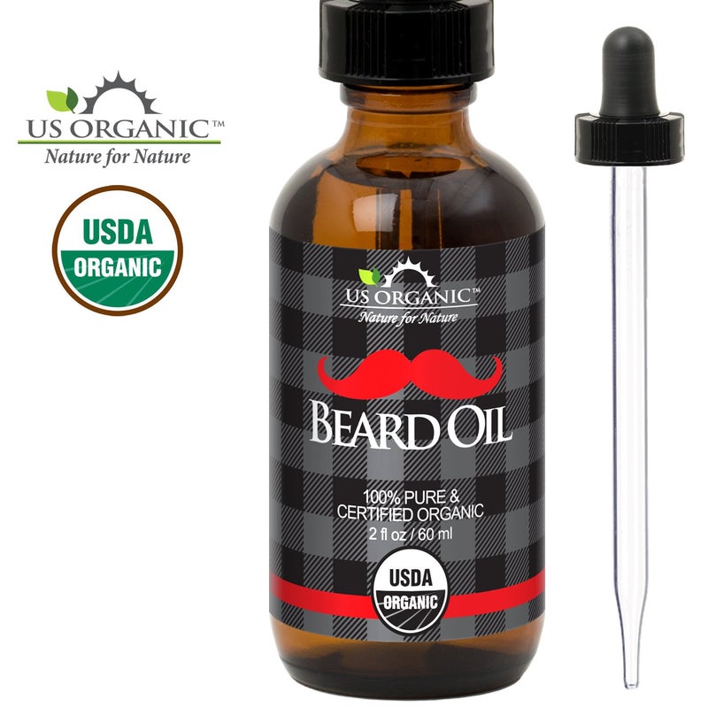 US Organic Beard Oil, 100% Pure, USDA Certified, Softens, shine, moisturizes, Amber Glass Bottle with Eye Dropper, 2 Ounce - Image 3