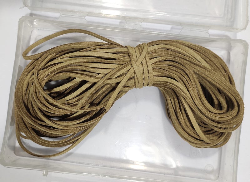 OMX 20 Mtr, Size - 3x1.4mm Faux Suede Cord Roll String Leather Lace Beading Thread Leather Cording for Jewelry Makings (Beige) - Image 2