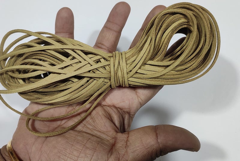 OMX 20 Mtr, Size - 3x1.4mm Faux Suede Cord Roll String Leather Lace Beading Thread Leather Cording for Jewelry Makings (Beige) - Image 3