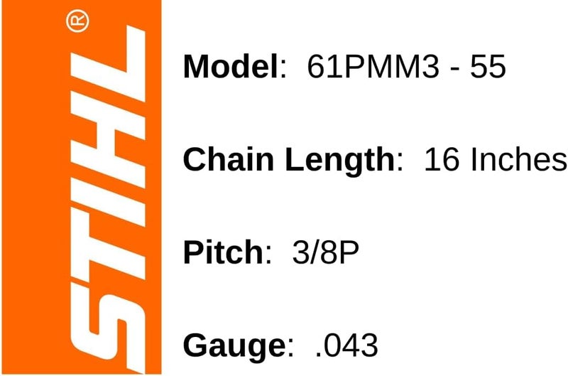 STIHL 3 pk) 16" Chainsaw Picco Micro Oilomatic Saw Chain 61PMM355 3/8p .043 55dl - Image 2