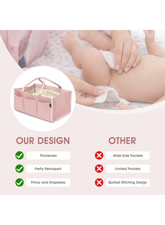 Skycase Large Diaper Caddy - Baby Storage Basket as Shower Gift, Portable Tote Bag for Newborn Essentials - Car Caddy Organizer, Must Haves Find Registry, Nursery Storage Basket for Wipes Diapers - Pink  - Image 4