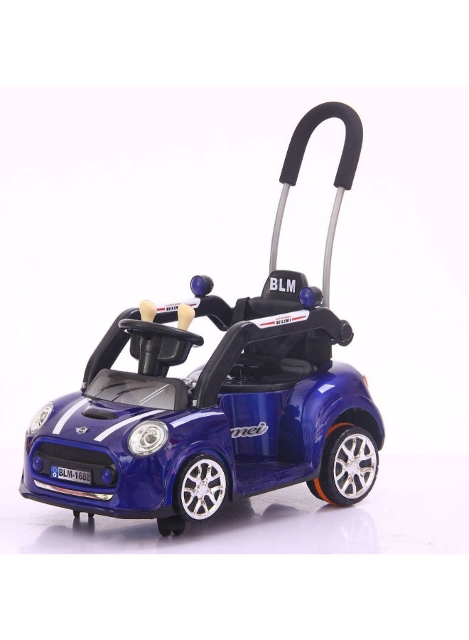 ميني كوبر سيارة أطفال كهربائية بأربع عجلات، لعبة ركوب للأطفال مع مقبض للوالدين، موسيقى وإضاءة، سيارة للأطفال | سيارة ركوب للأطفال من عمر سنة إلى 4 سنوات، بنين وبنات (6 فولت 4.5 أمبير) | أزرق - Image 1