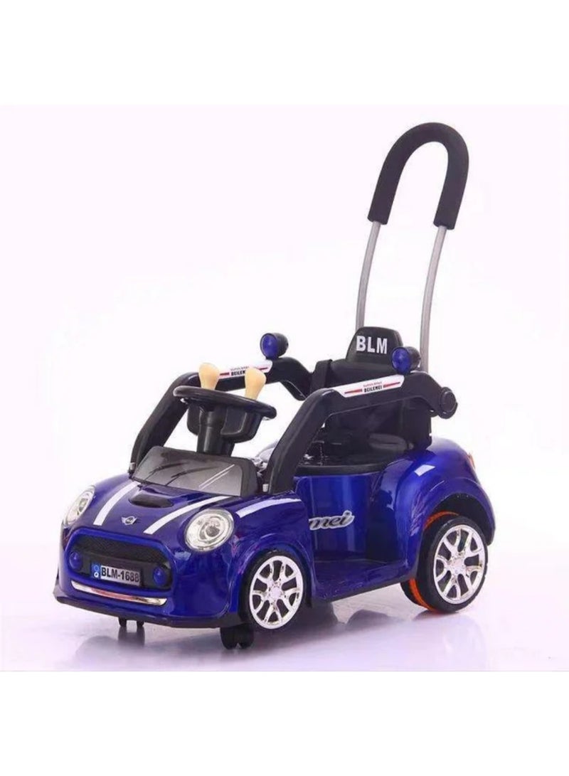 ميني كوبر سيارة أطفال كهربائية بأربع عجلات، لعبة ركوب للأطفال مع مقبض للوالدين، موسيقى وإضاءة، سيارة للأطفال | سيارة ركوب للأطفال من عمر سنة إلى 4 سنوات، بنين وبنات (6 فولت 4.5 أمبير) | أزرق - Image 2