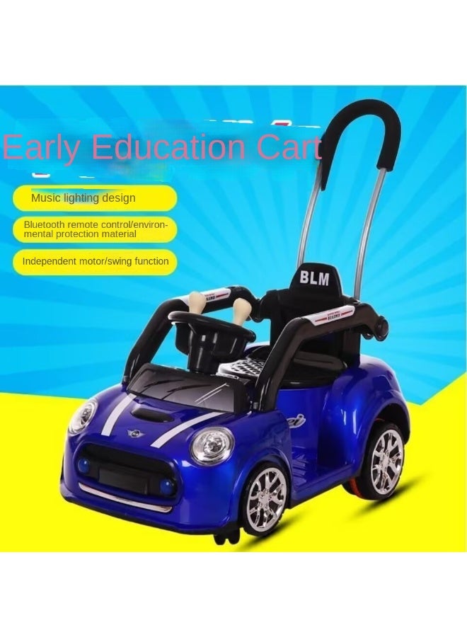 ميني كوبر سيارة أطفال كهربائية بأربع عجلات، لعبة ركوب للأطفال مع مقبض للوالدين، موسيقى وإضاءة، سيارة للأطفال | سيارة ركوب للأطفال من عمر سنة إلى 4 سنوات، بنين وبنات (6 فولت 4.5 أمبير) | أزرق - Image 3