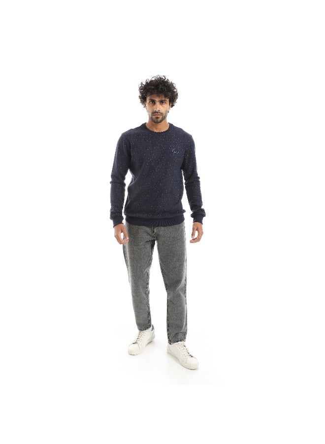 Pavone Navy Blue Crew Neck Slip On Sweatshirt - Image 5