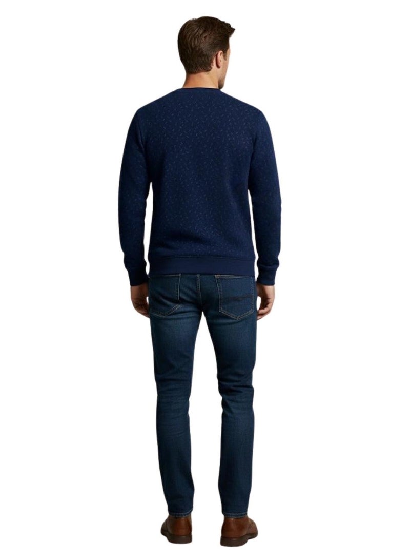 Pavone Navy Blue Crew Neck Slip On Sweatshirt - Image 3