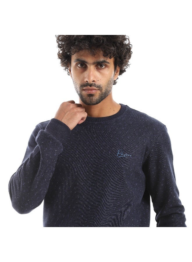 Pavone Navy Blue Crew Neck Slip On Sweatshirt - Image 4