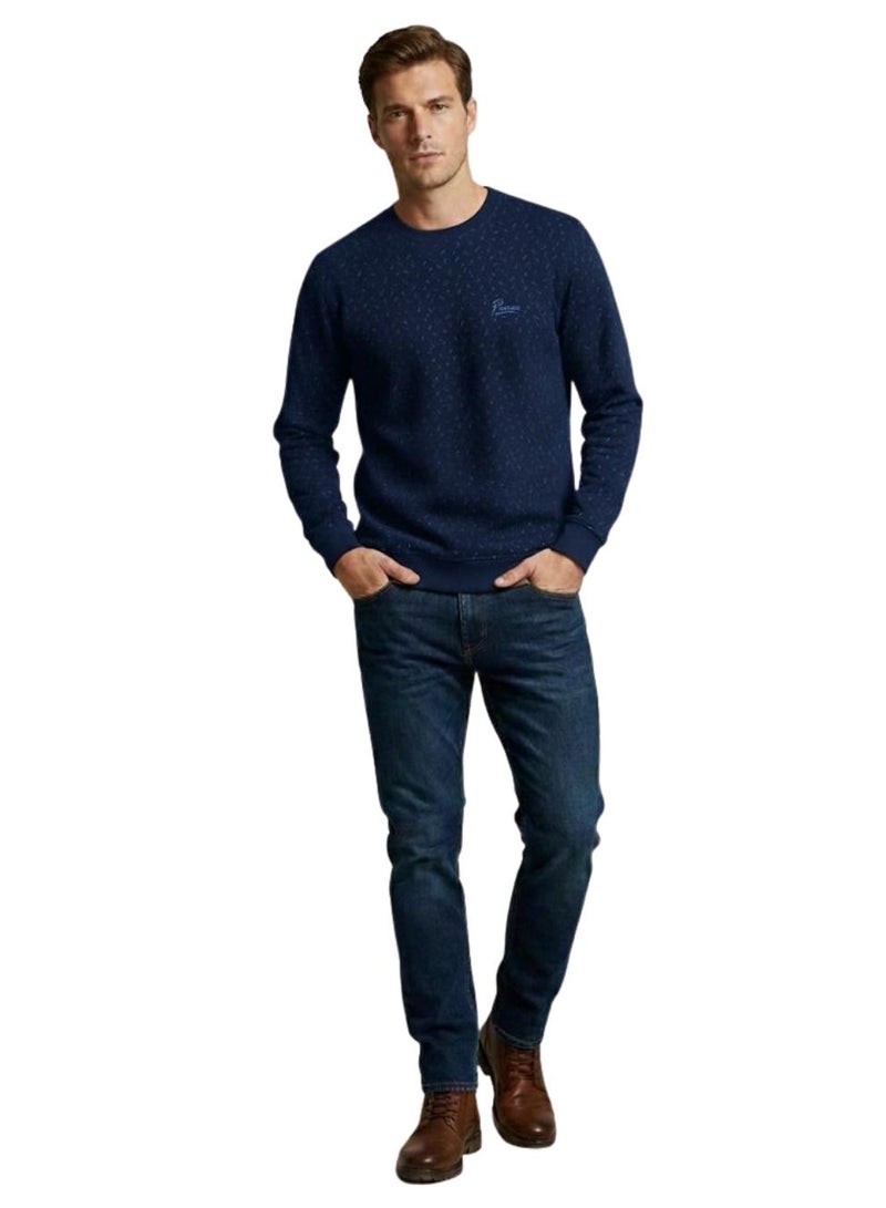 Pavone Navy Blue Crew Neck Slip On Sweatshirt - Image 1