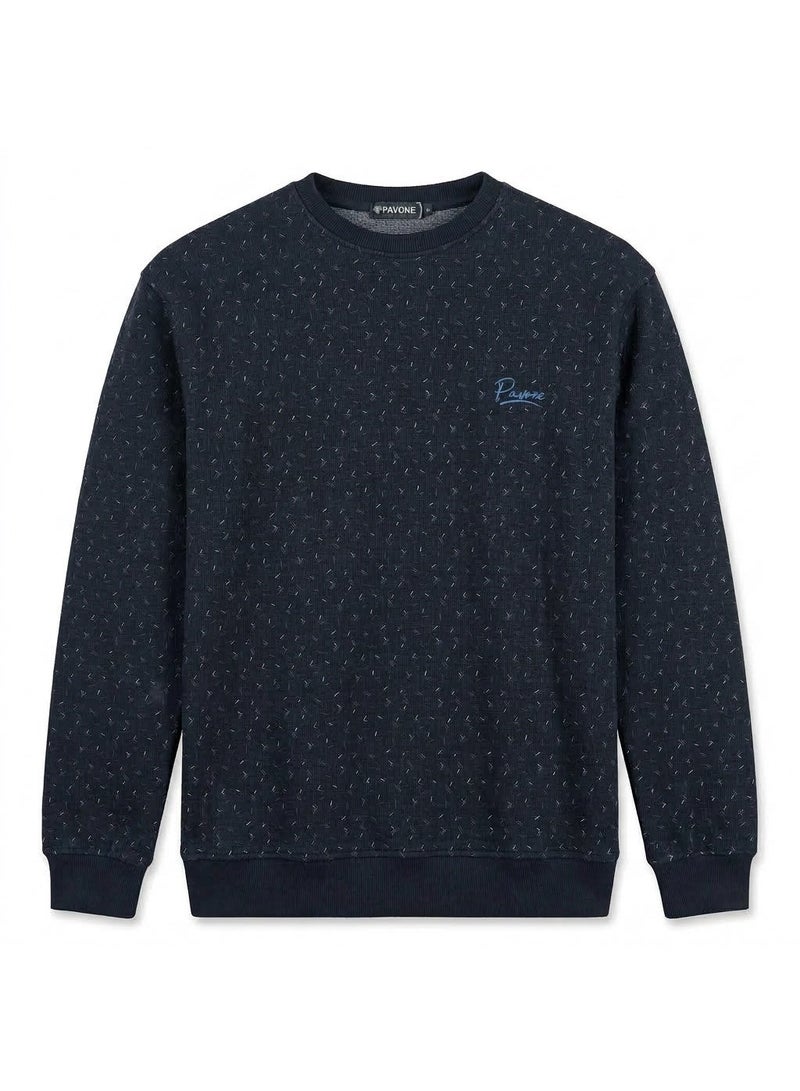بافون Navy Blue Crew Neck Slip On Sweatshirt - Image 3