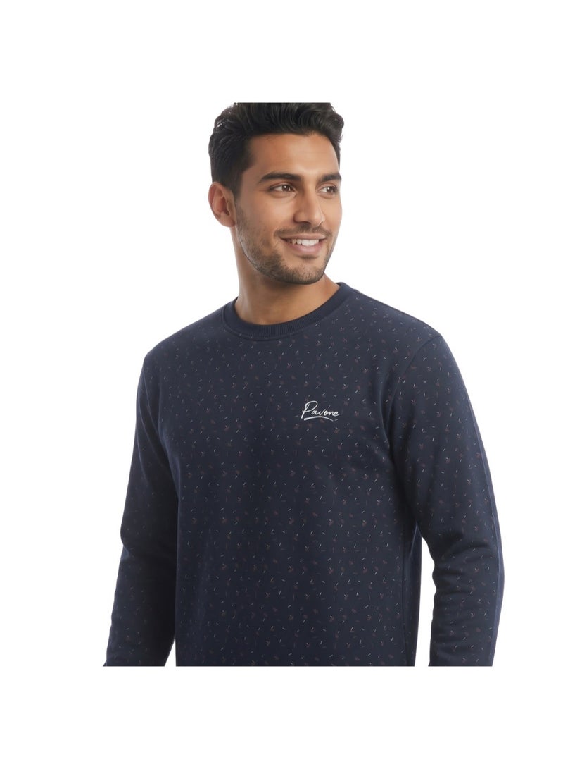 بافون Navy Blue Crew Neck Slip On Sweatshirt - Image 1