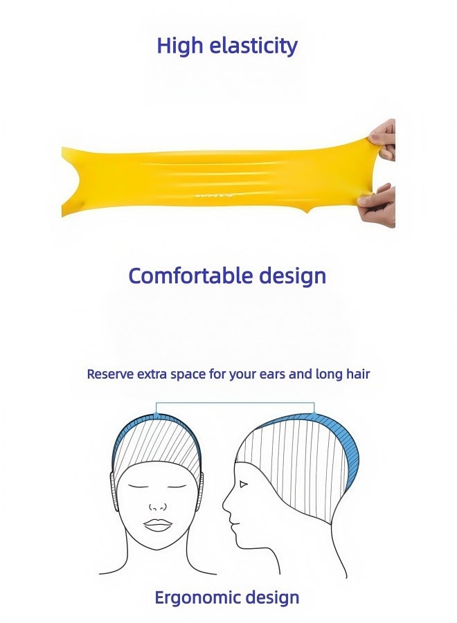 WAVE Swimming Cap - Waterproof Silicone Sport Swim Hat with Ear Protection, Extra-Large Design for Long Hair, Unisex Adult Swim Cap for Men and Women - Image 3