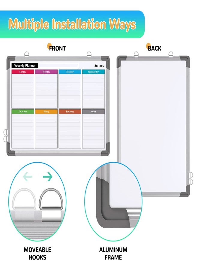 ABERLLS Small Weekly Calendar Dry Erase Whiteboard for Wall, 16" x 12" Magnetic Dry Erase Board, Hanging Double-Sided White Board, Portable Board for List, Kitchen, Planning, Memo, Home, Office - Image 3