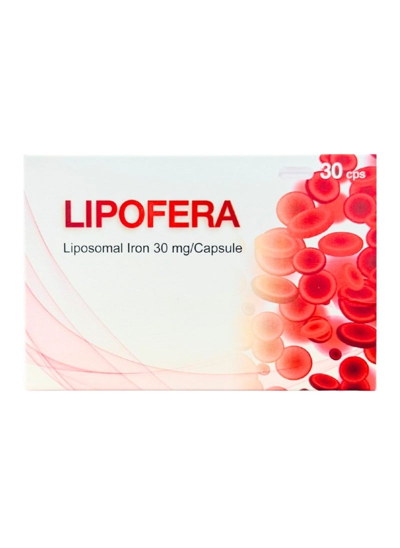 LIPOFERA Liposomal Iron 30mg, 30 Capsules  - Image 1