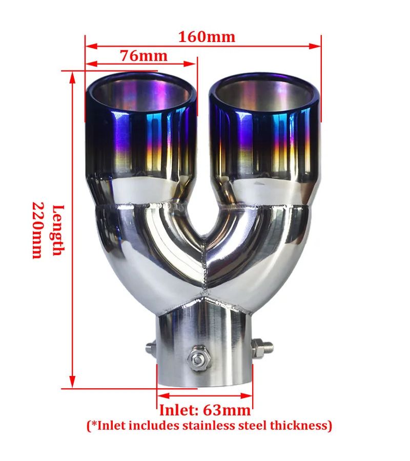 Stainless Steel Exhaust System Modification Tailpipe Muffler Sound Black - Image 3