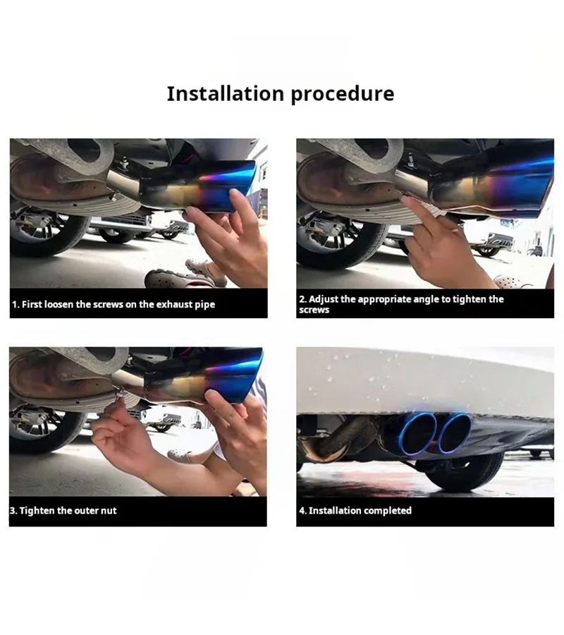 Stainless Steel Exhaust System Modification Tailpipe Muffler Sound Black - Image 4