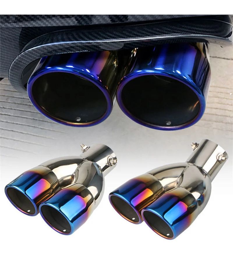 Stainless Steel Exhaust System Modification Tailpipe Muffler Sound Black - Image 1