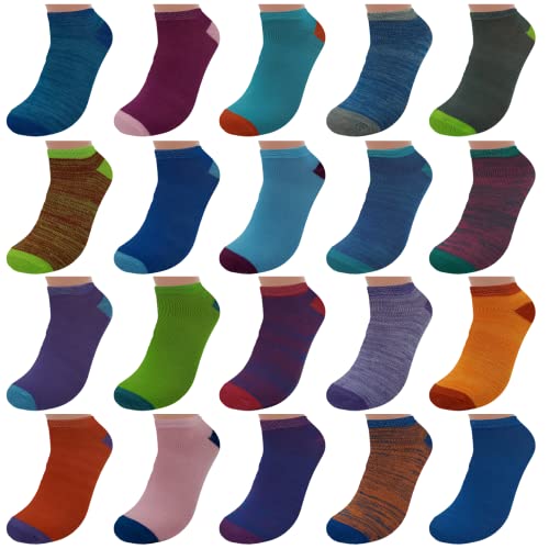 BRIGHT STAR Women's Low Cut Ankle Socks - 20-Pair | Soft & Comfortable Athletic Socks, Durable Polyester Blend, Machine Washable, Stylish Sock Pack for All Seasons (Size 9-11) - Image 1